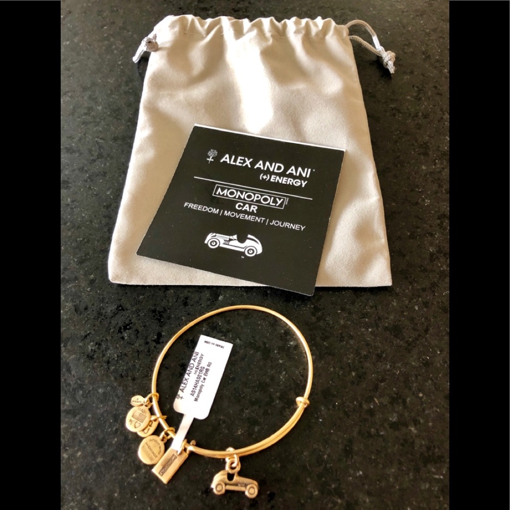NWT, Alex & Ani Monopoly Car Bracelet in Gold.